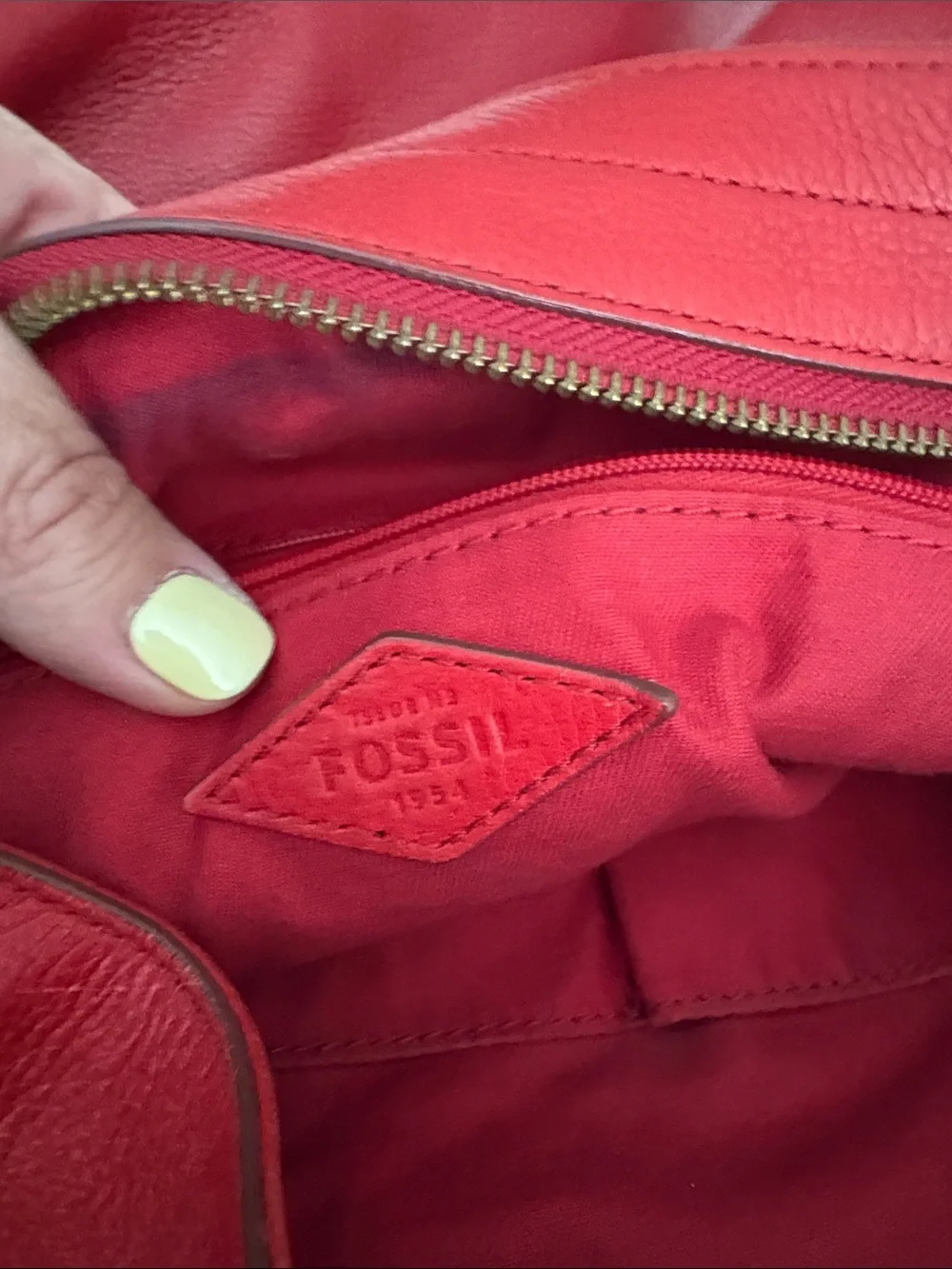 Fossil Red Leather Bag - Shoulder or Crossbody